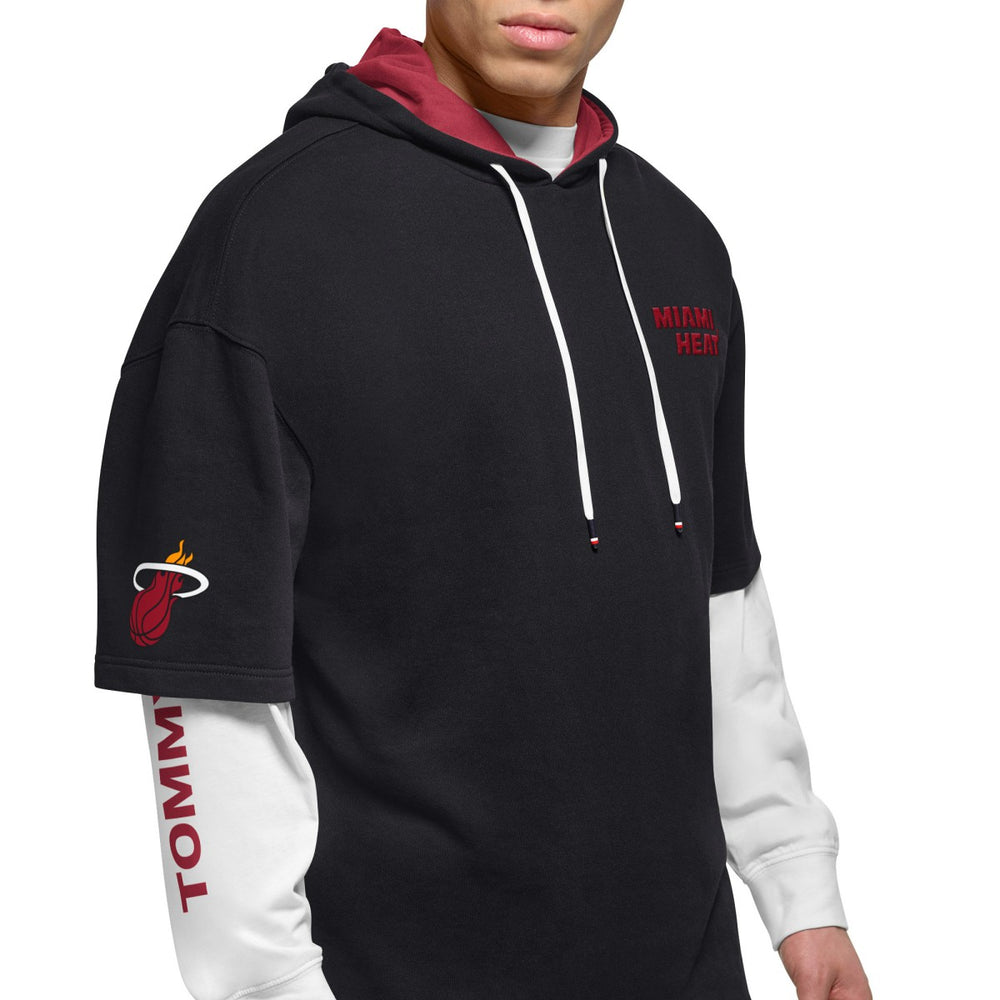 Black/White Miami Heat Tommy Jeans Matthew 2-In-1 T-Shirt & Hoodie Combo Set | NBA