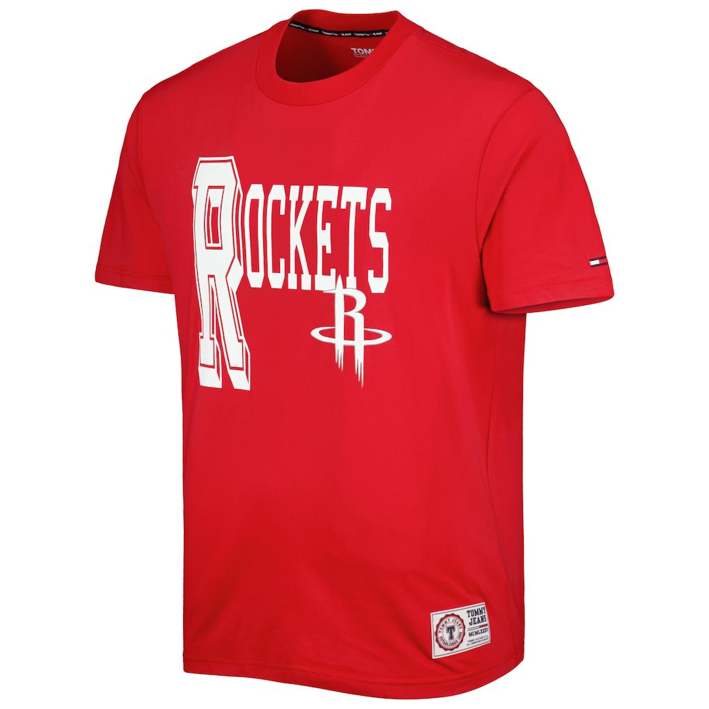 Red Houston Rockets Tommy Jeans Mel Varsity T-Shirt | NBA