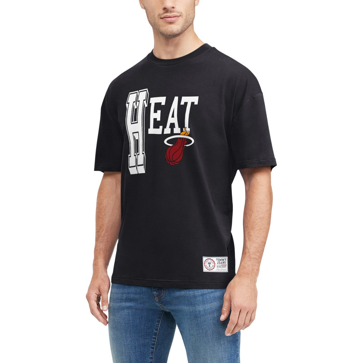 Black Miami Heat Tommy Jeans Mel Varsity T-Shirt | NBA