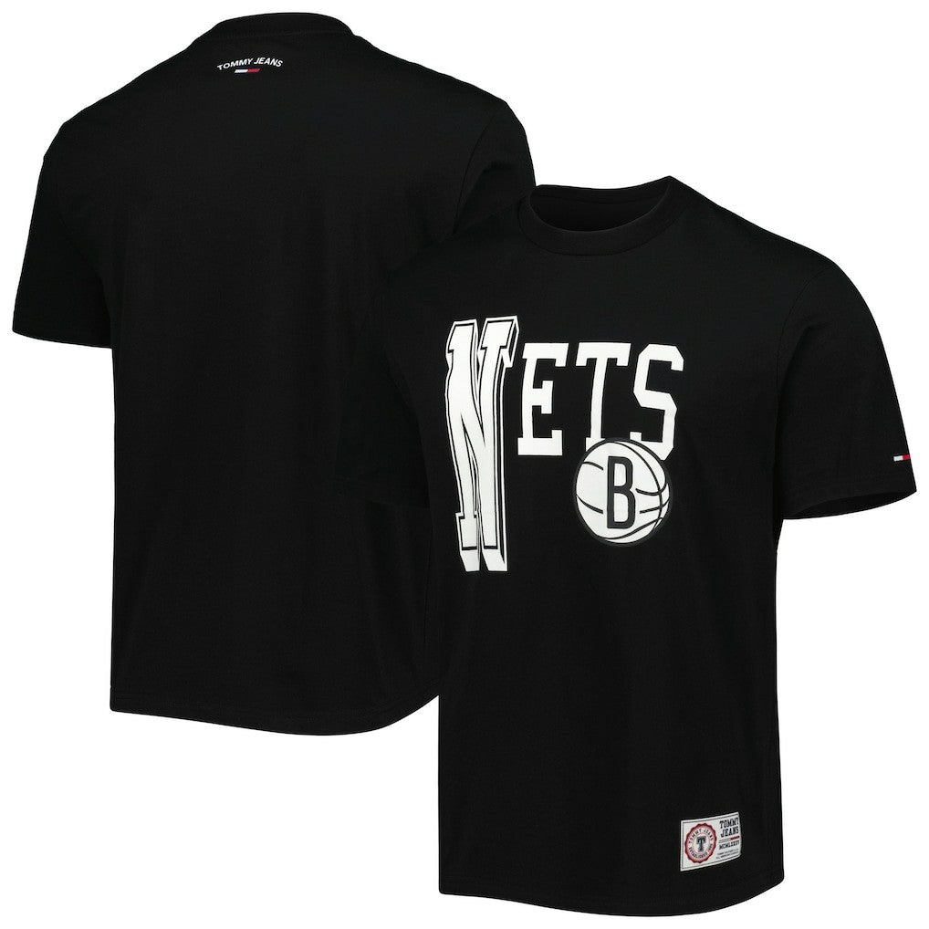 Black Brooklyn Nets Tommy Jeans Mel Varsity T-Shirt | NBA