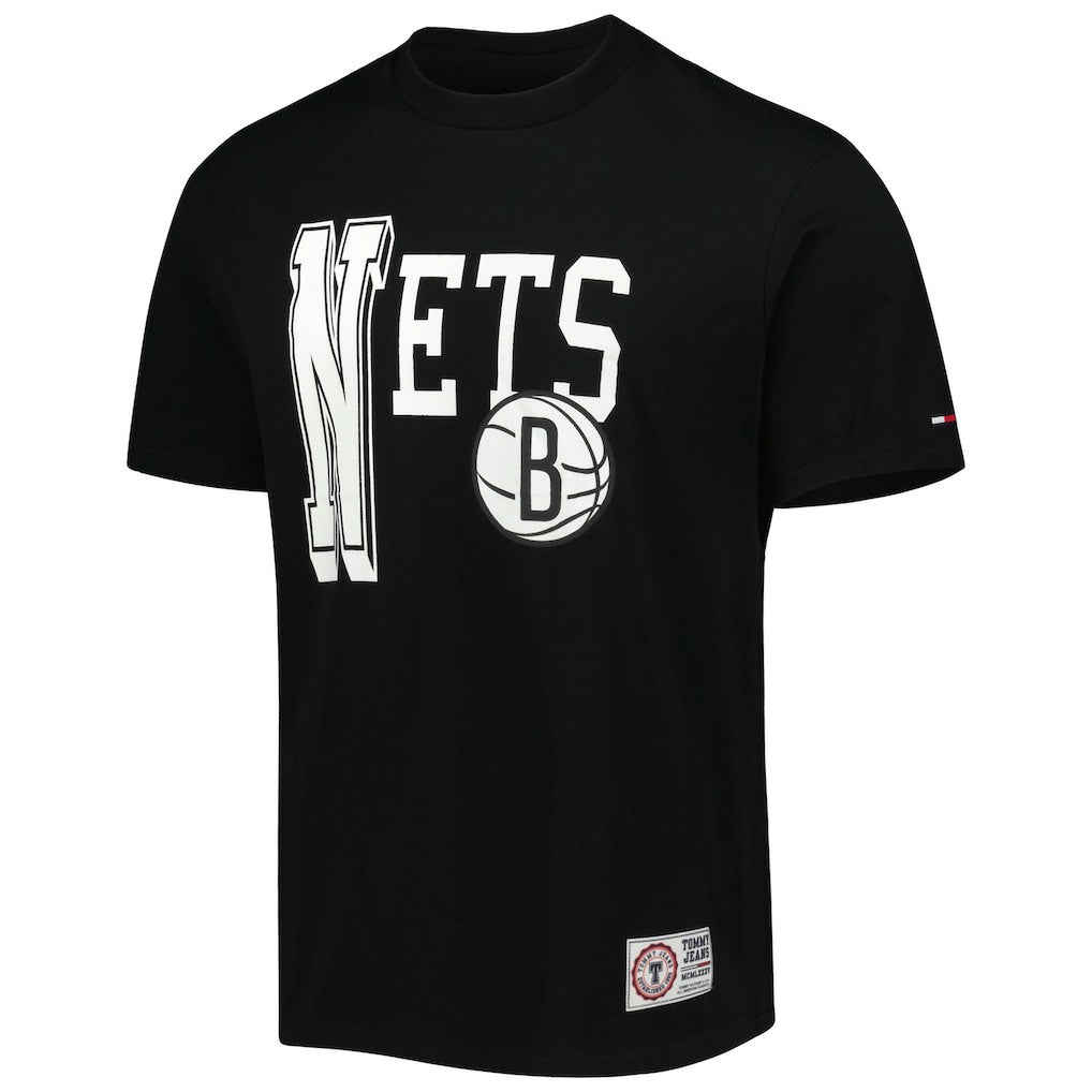 Black Brooklyn Nets Tommy Jeans Mel Varsity T-Shirt | NBA