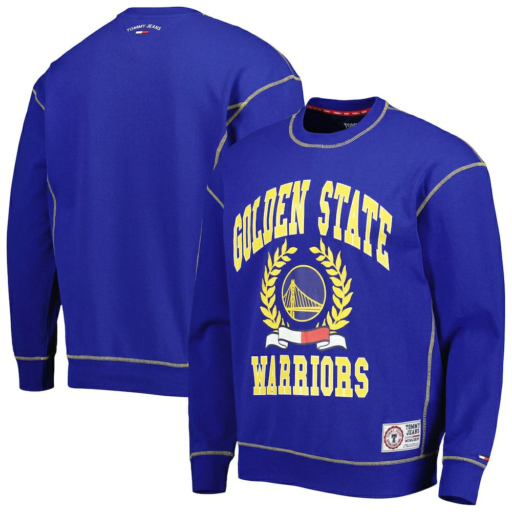 Royal Golden State Warriors Tommy Jeans Peter French Terry Pullover Crew Sweatshirt sale | NBA