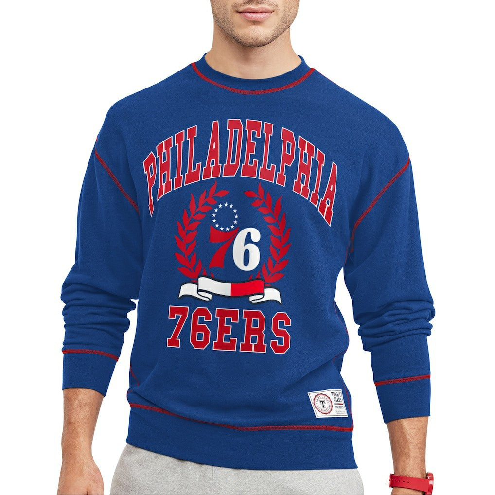 Royal Philadelphia 76ers Tommy Jeans Peter French Terry Pullover Sweatshirt | NBA