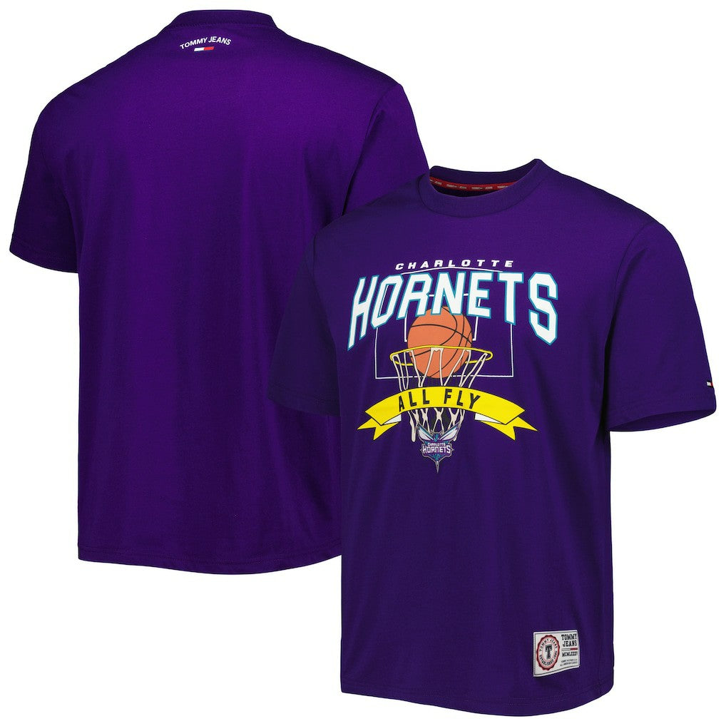 Purple Charlotte Hornets Tommy Jeans Tim Backboard T-Shirt | NBA