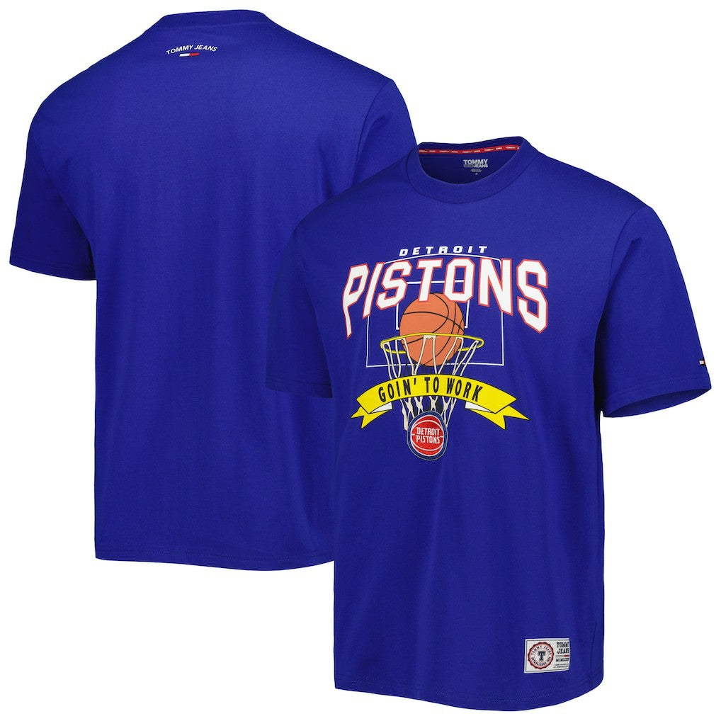 Blue Detroit Pistons Tommy Jeans Tim Backboard T-Shirt | NBA