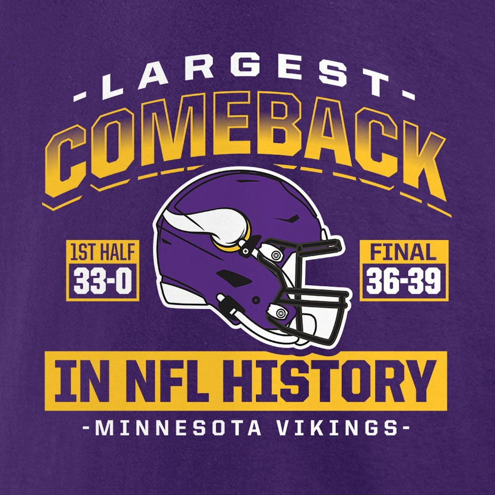 Minnesota Vikings Largest Comeback T-Shirt | NFL Discount