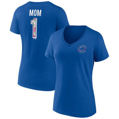 Chicago Cubs Women's Team Logo Mother's Day V-Neck T-Shirt - MLB T-shirts