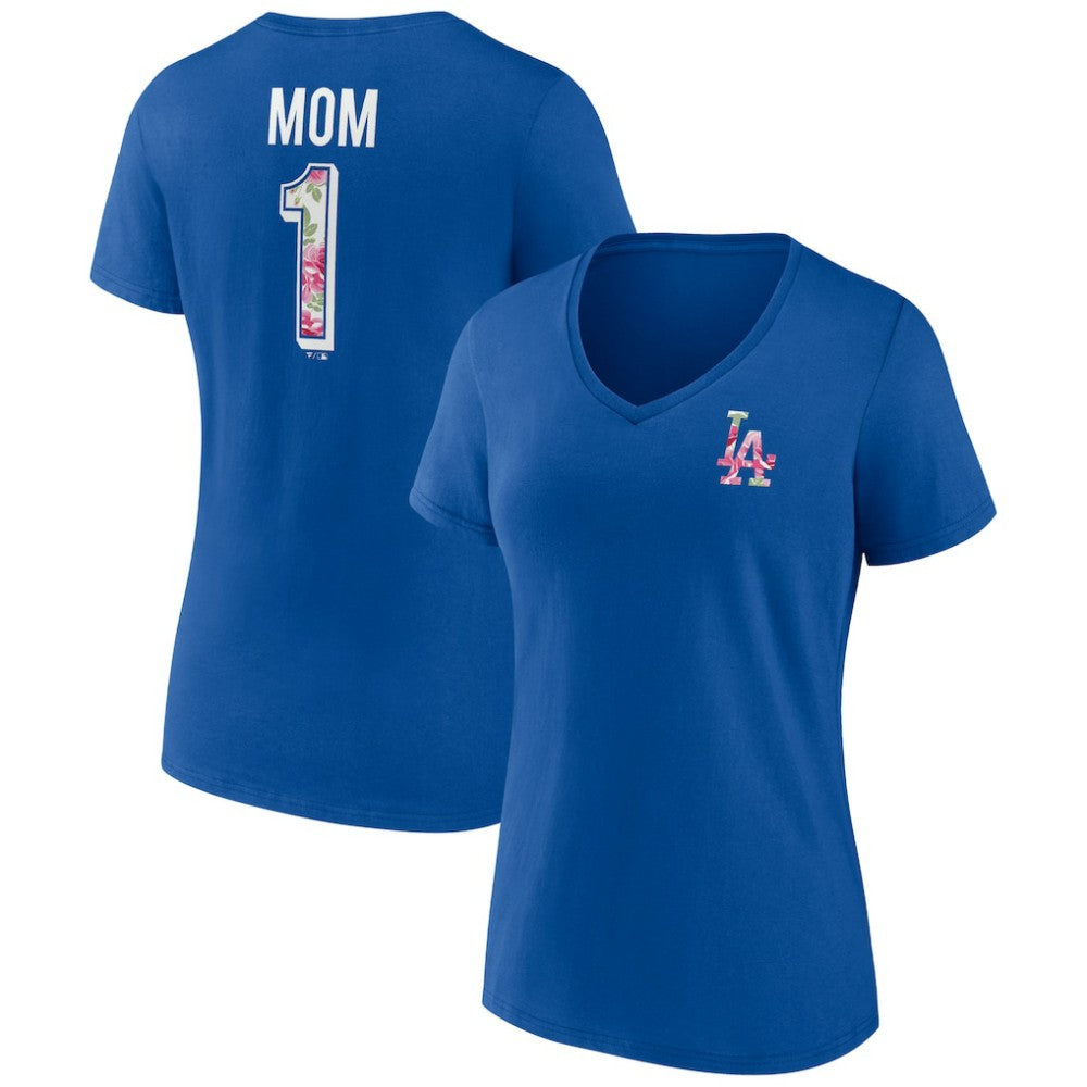 Los Angeles Dodgers Women's Team Logo Mother's Day V-Neck T-Shirt - MLB T-shirts