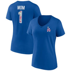 Los Angeles Dodgers Women's Team Logo Mother's Day V-Neck T-Shirt - MLB T-shirts