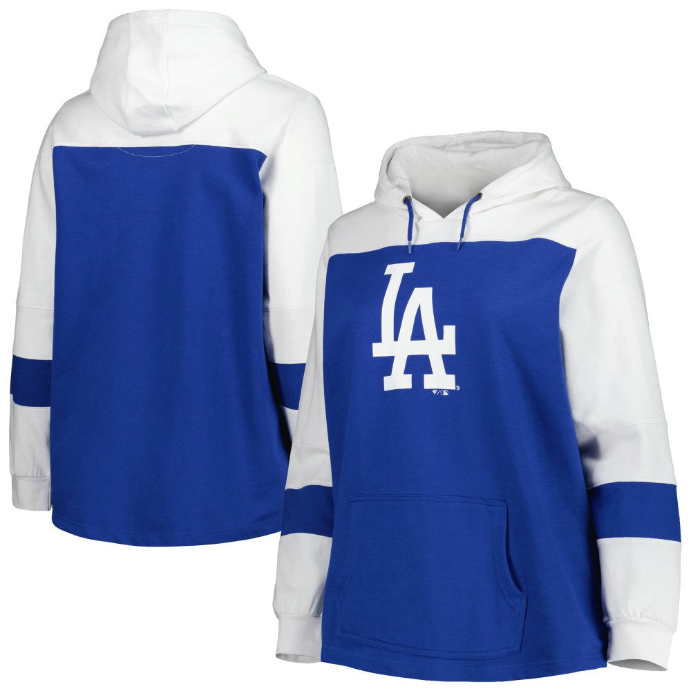 Los Angeles Dodgers Women's Plus Size Colorblock Pullover Hoodie - MLB Hoodies