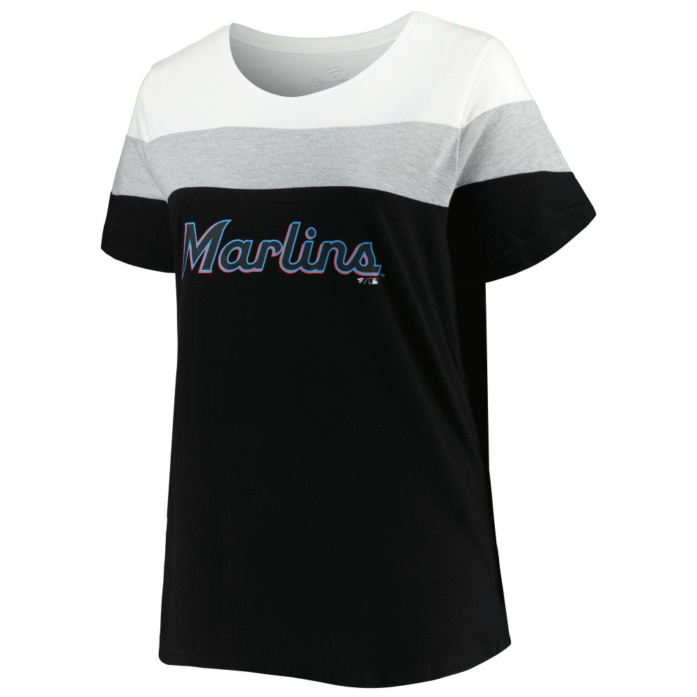Miami Marlins Women's Plus Size Colorblock T-Shirt - MLB T-shirts
