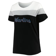 Miami Marlins Women's Plus Size Colorblock T-Shirt - MLB T-shirts