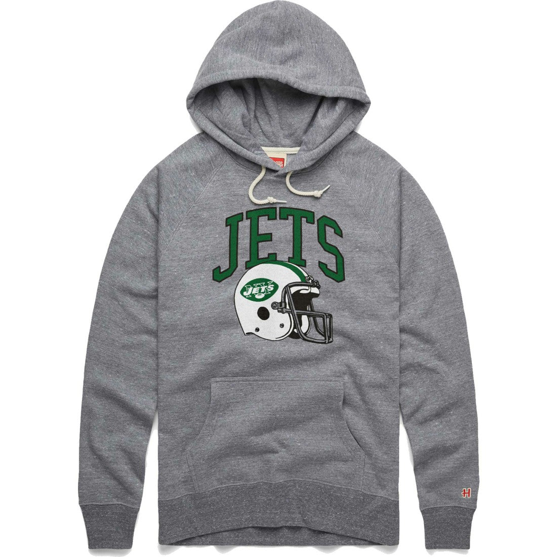 New York Jets Homage Retro Helmet Raglan Pullover Tri-Blend Hoodie | NFL US
