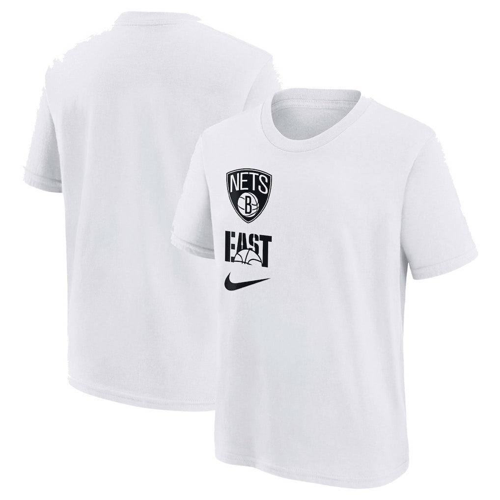White Brooklyn Nets Youth Vs Block Essential T-Shirt | NBA