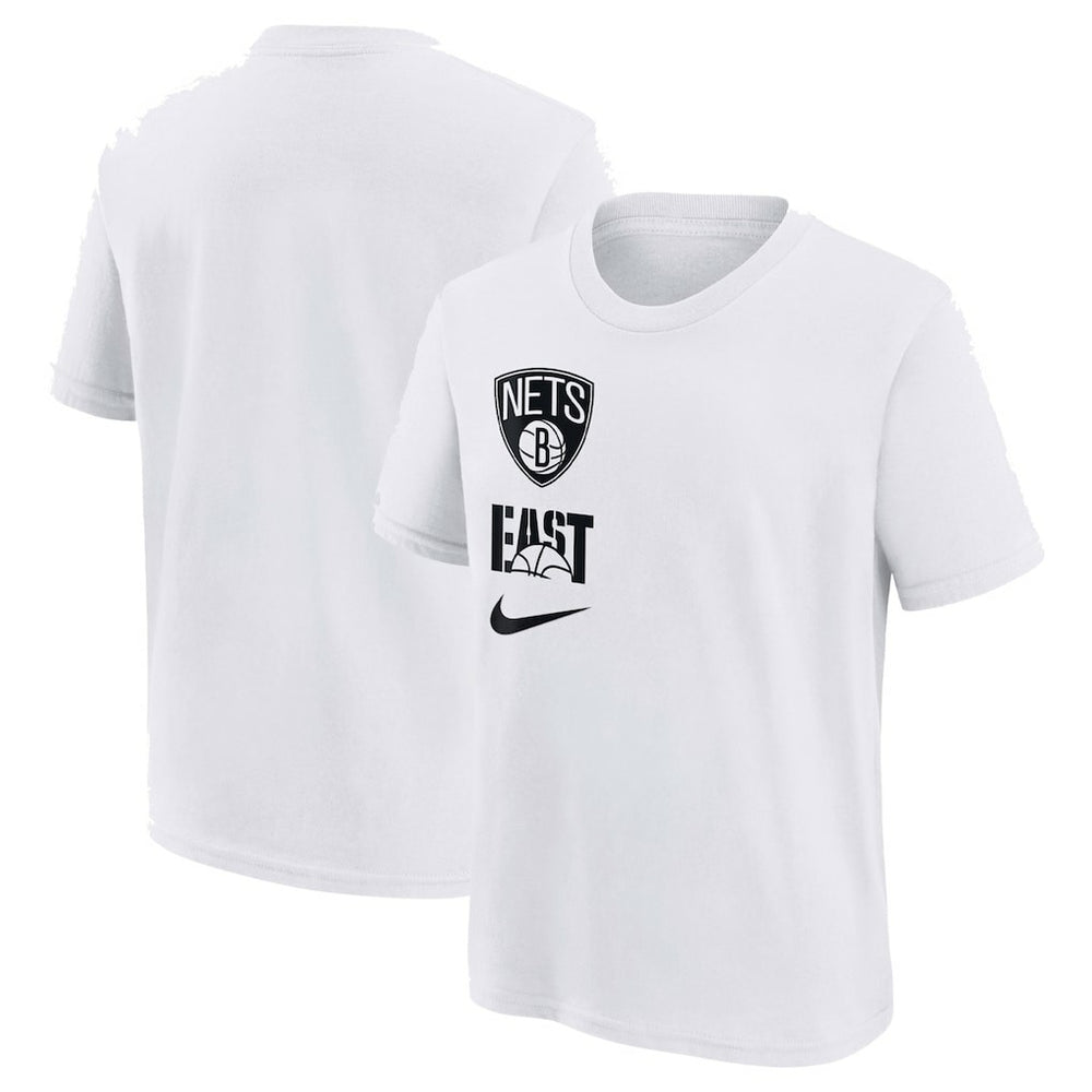 White Brooklyn Nets Youth Vs Block Essential T-Shirt | NBA