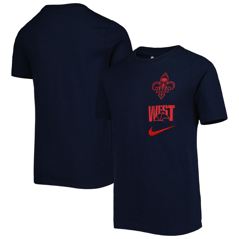 Navy New Orleans Pelicans Youth Vs Block Essential T-Shirt | NBA