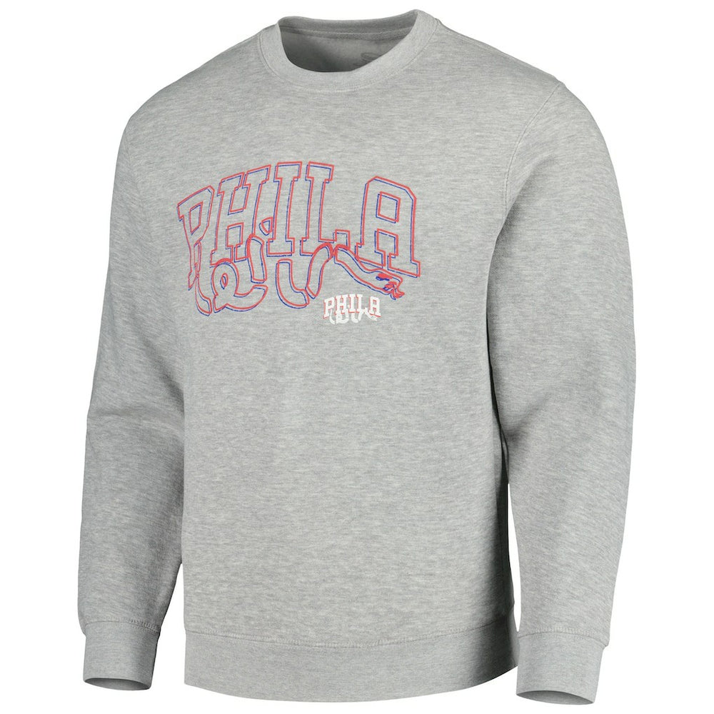 Heather Gray Philadelphia 76ers Stadium Essentials Unisex Element Logo Pop Pullover Sweatshirt | NBA