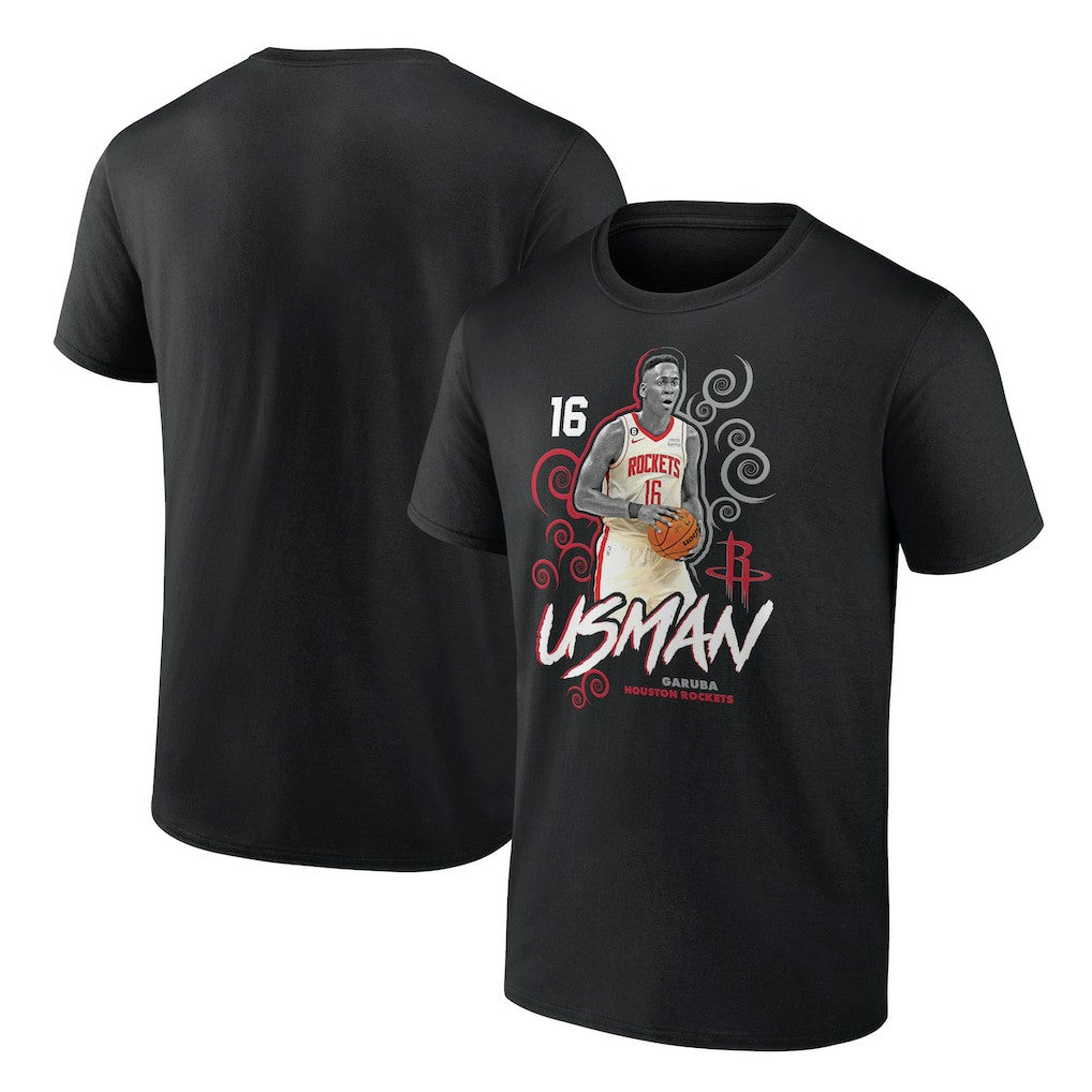 Black Usman Garuba Houston Rockets Player Name & Number Competitor T-Shirt | NBA