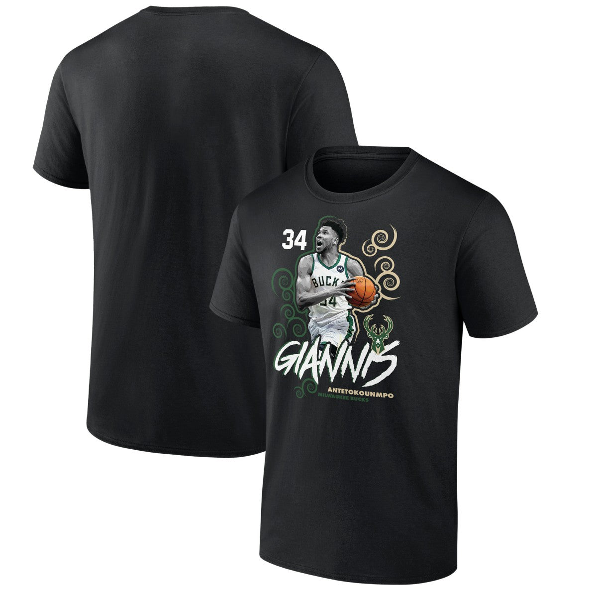Black Giannis Antetokounmpo Milwaukee Bucks Competitor T-Shirt | NBA