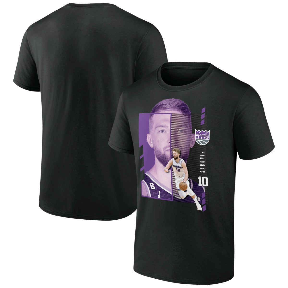 Black Domantas Sabonis Sacramento Kings Jump Pass T-Shirt | NBA