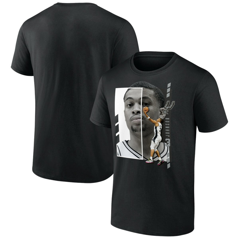 Black Keldon Johnson San Antonio Spurs Jump Pass T-Shirt | NBA