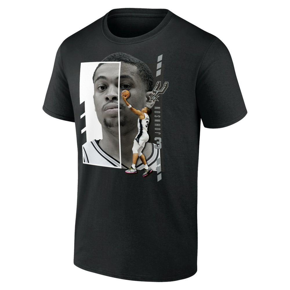 Black Keldon Johnson San Antonio Spurs Jump Pass T-Shirt | NBA