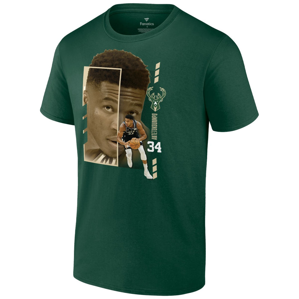 Green Giannis Antetokounmpo Milwaukee Bucks Jump Pass T-Shirt | NBA