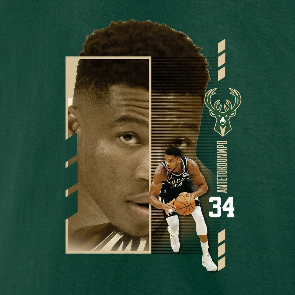 Green Giannis Antetokounmpo Milwaukee Bucks Jump Pass T-Shirt | NBA
