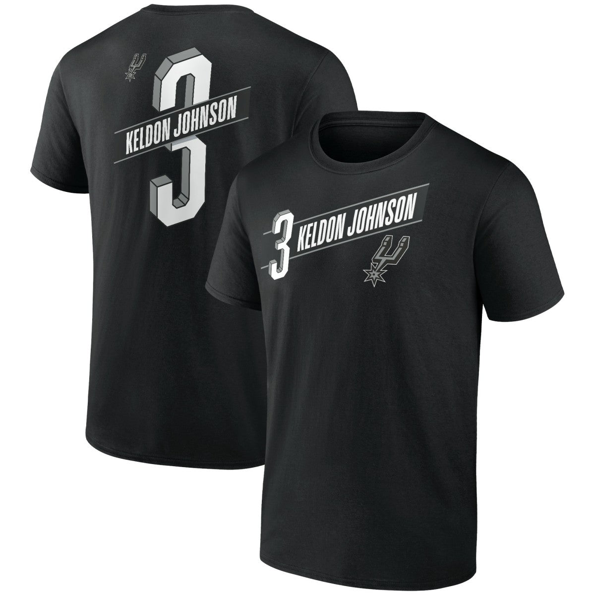 Black Keldon Johnson San Antonio Spurs Full-Court Press Name & Number T-Shirt | NBA