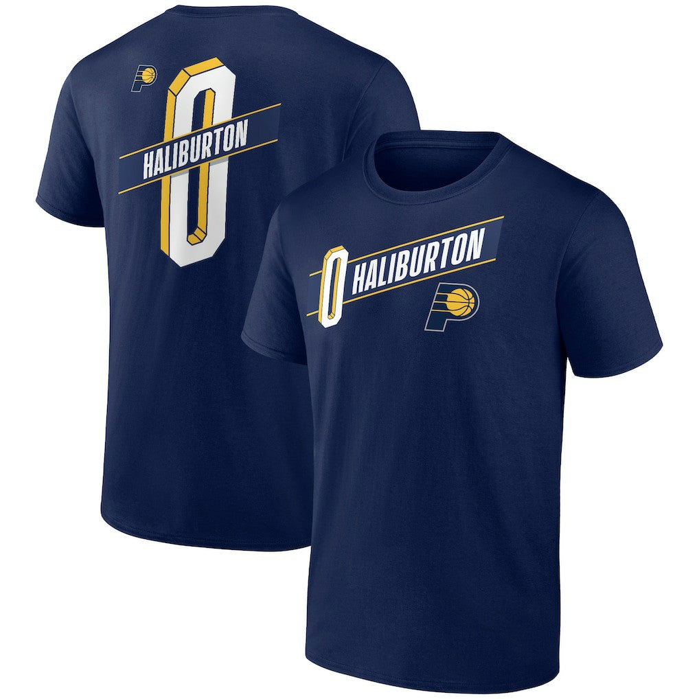 Navy Tyrese Haliburton Indiana Pacers Full-Court Press Name & Number T-Shirt | NBA