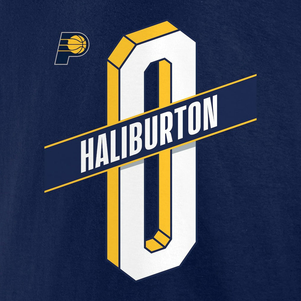 Navy Tyrese Haliburton Indiana Pacers Full-Court Press Name & Number T-Shirt | NBA