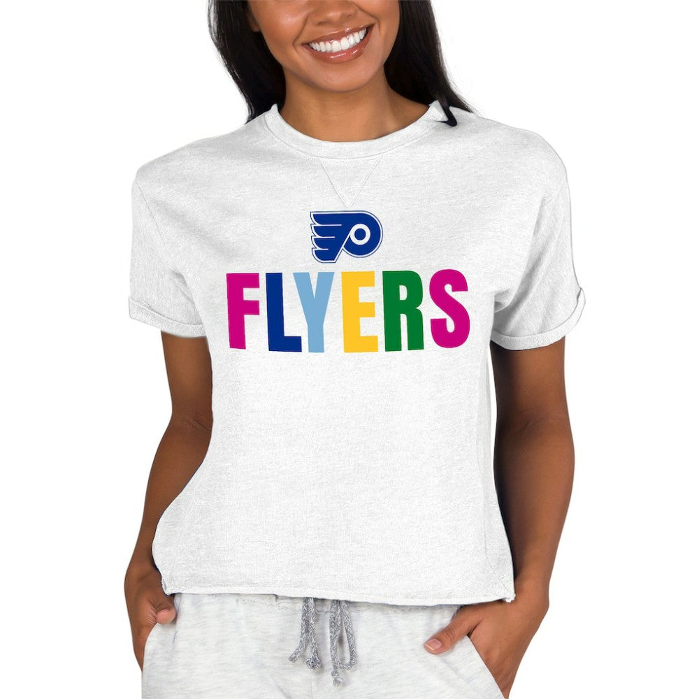 Philadelphia Flyers Concepts Sport Women's Tri-Blend Mainstream Terry Short Sleeve Sweatshirt Top -  NHL Sweatshirts