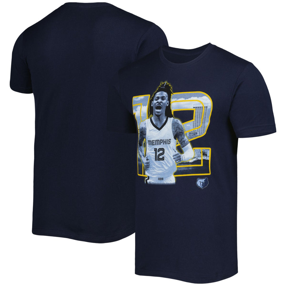 Navy Ja Morant Memphis Grizzlies Stadium Essentials Unisex Player Skyline T-Shirt | NBA