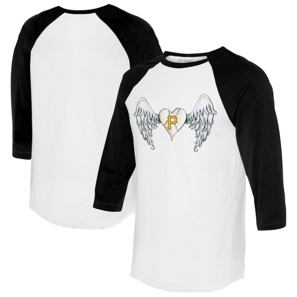 Pittsburgh Pirates Tiny Turnip Women's Angel Wings 3/4-Sleeve Raglan T-Shirt - MLB T-shirts