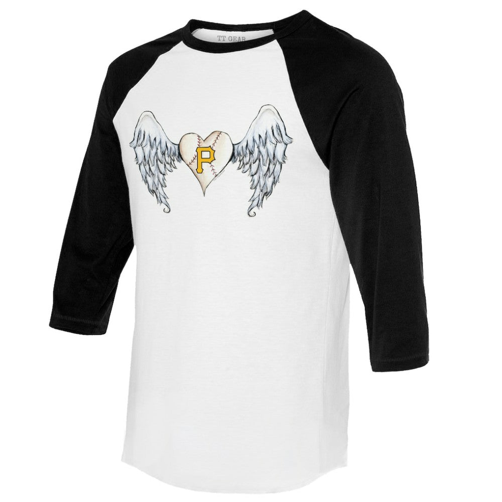 Pittsburgh Pirates Tiny Turnip Women's Angel Wings 3/4-Sleeve Raglan T-Shirt - MLB T-shirts