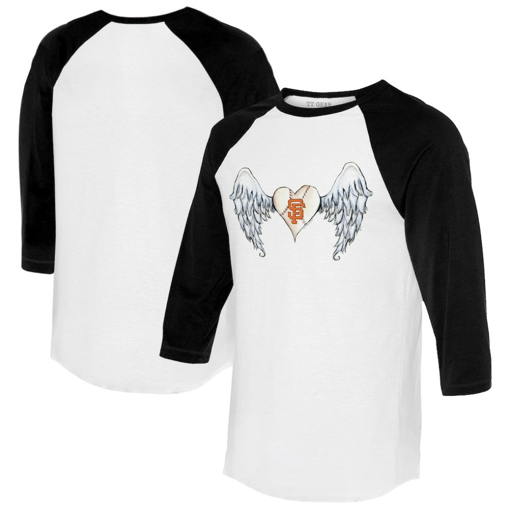 San Francisco Giants Tiny Turnip Women's Angel Wings 3/4-Sleeve Raglan T-Shirt - MLB T-shirts