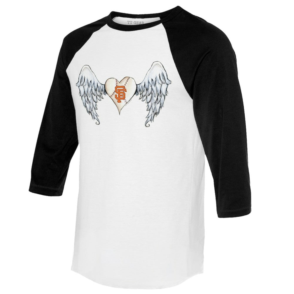 San Francisco Giants Tiny Turnip Women's Angel Wings 3/4-Sleeve Raglan T-Shirt - MLB T-shirts
