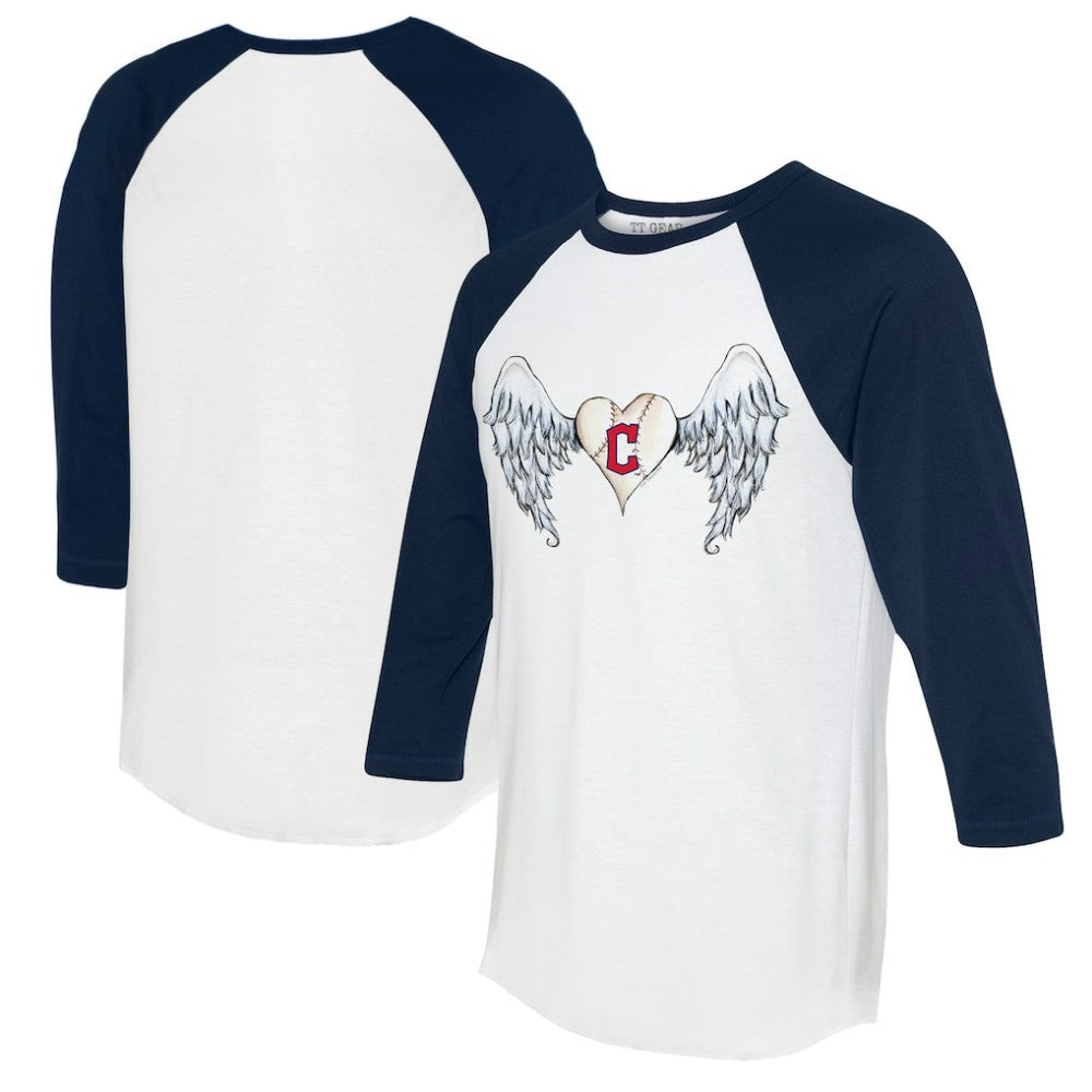 Cleveland Guardians Tiny Turnip Women's Angel Wings 3/4-Sleeve Raglan T-Shirt - MLB T-shirts