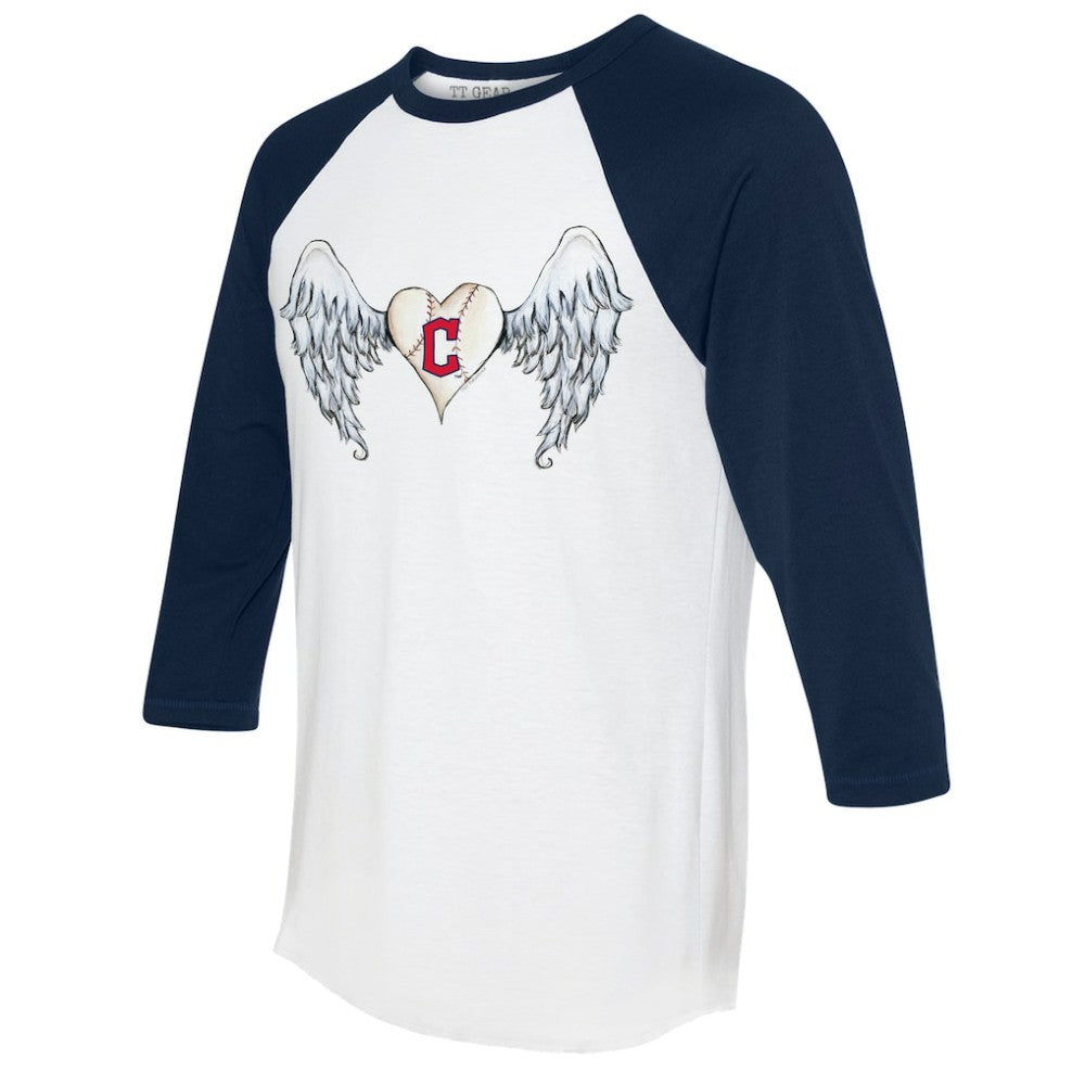 Cleveland Guardians Tiny Turnip Women's Angel Wings 3/4-Sleeve Raglan T-Shirt - MLB T-shirts
