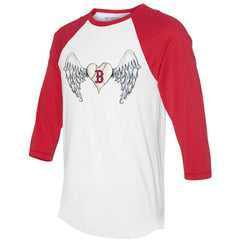 Boston Red Sox Tiny Turnip Women's Angel Wings 3/4-Sleeve Raglan T-Shirt - MLB T-shirts