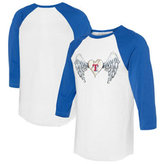 Texas Rangers Tiny Turnip Women's Angel Wings 3/4-Sleeve Raglan T-Shirt - MLB T-shirts