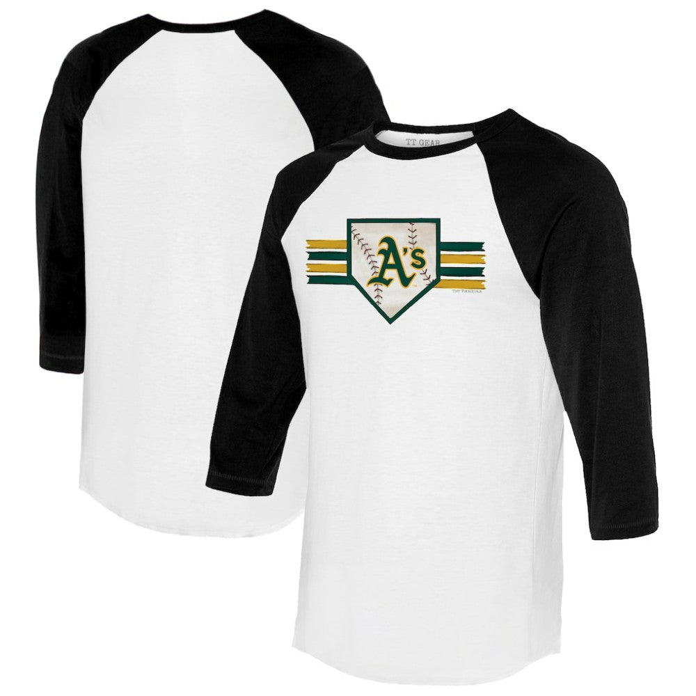 Athletics Tiny Turnip Women's Base Stripe 3/4-Sleeve Raglan T-Shirt - MLB T-shirts