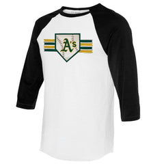 Athletics Tiny Turnip Women's Base Stripe 3/4-Sleeve Raglan T-Shirt - MLB T-shirts