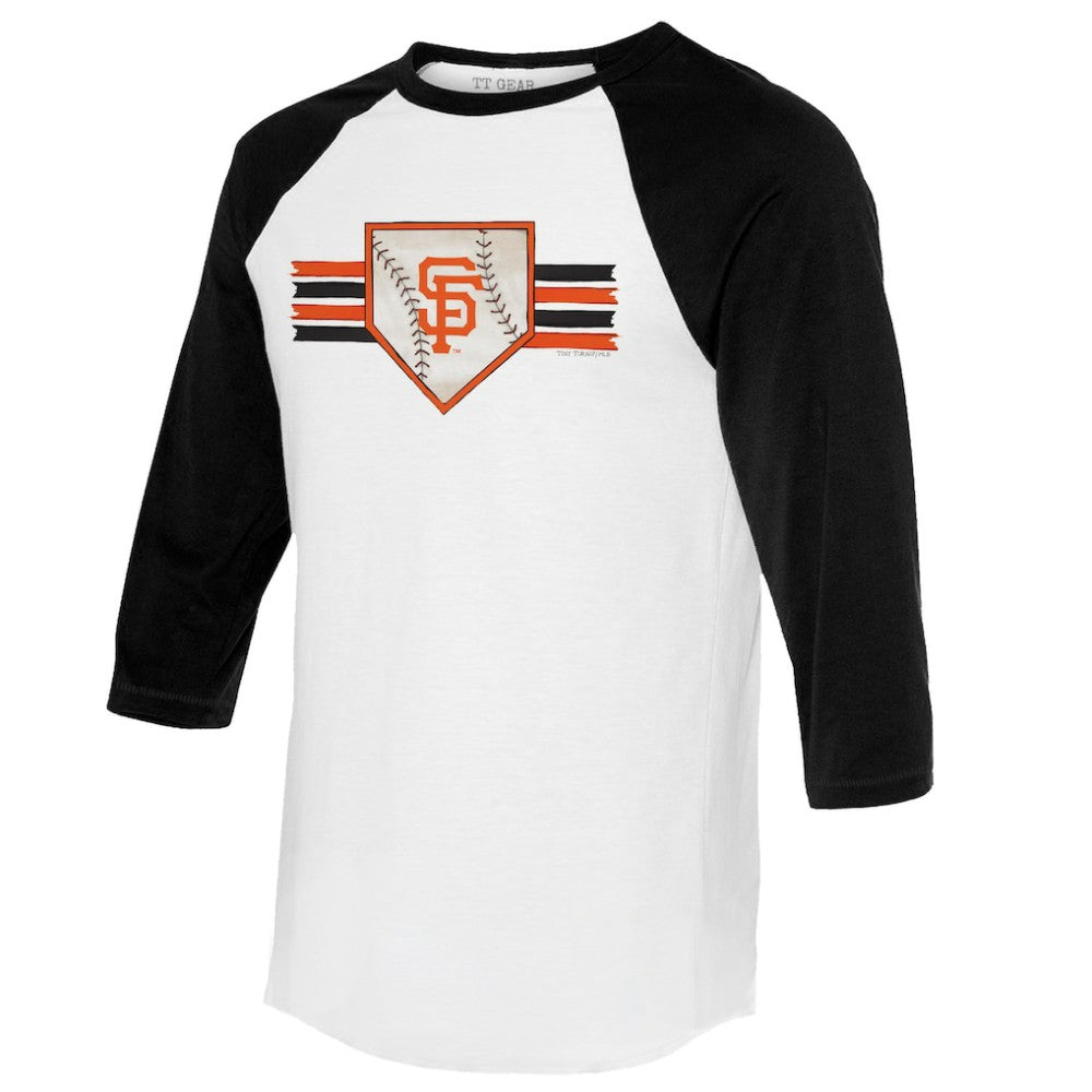 San Francisco Giants Tiny Turnip Women's Base Stripe 3/4-Sleeve Raglan T-Shirt - MLB T-shirts