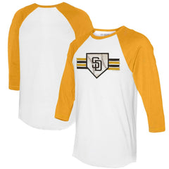 San Diego Padres Tiny Turnip Women's Base Stripe 3/4-Sleeve Raglan T-Shirt - MLB T-shirts