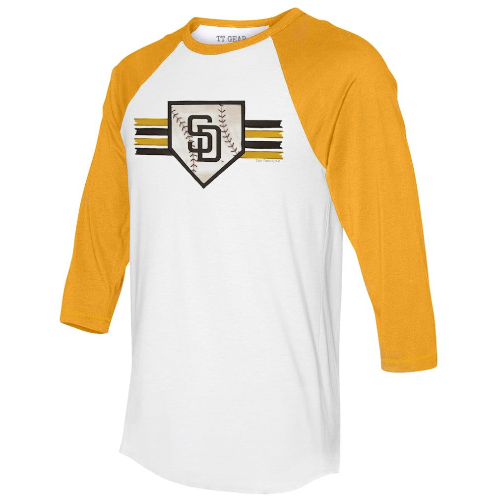 San Diego Padres Tiny Turnip Women's Base Stripe 3/4-Sleeve Raglan T-Shirt - MLB T-shirts