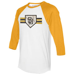 San Diego Padres Tiny Turnip Women's Base Stripe 3/4-Sleeve Raglan T-Shirt - MLB T-shirts