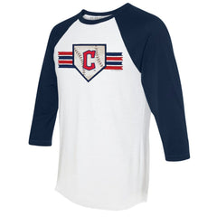 Cleveland Guardians Tiny Turnip Women's Base Stripe 3/4-Sleeve Raglan T-Shirt - MLB T-shirts