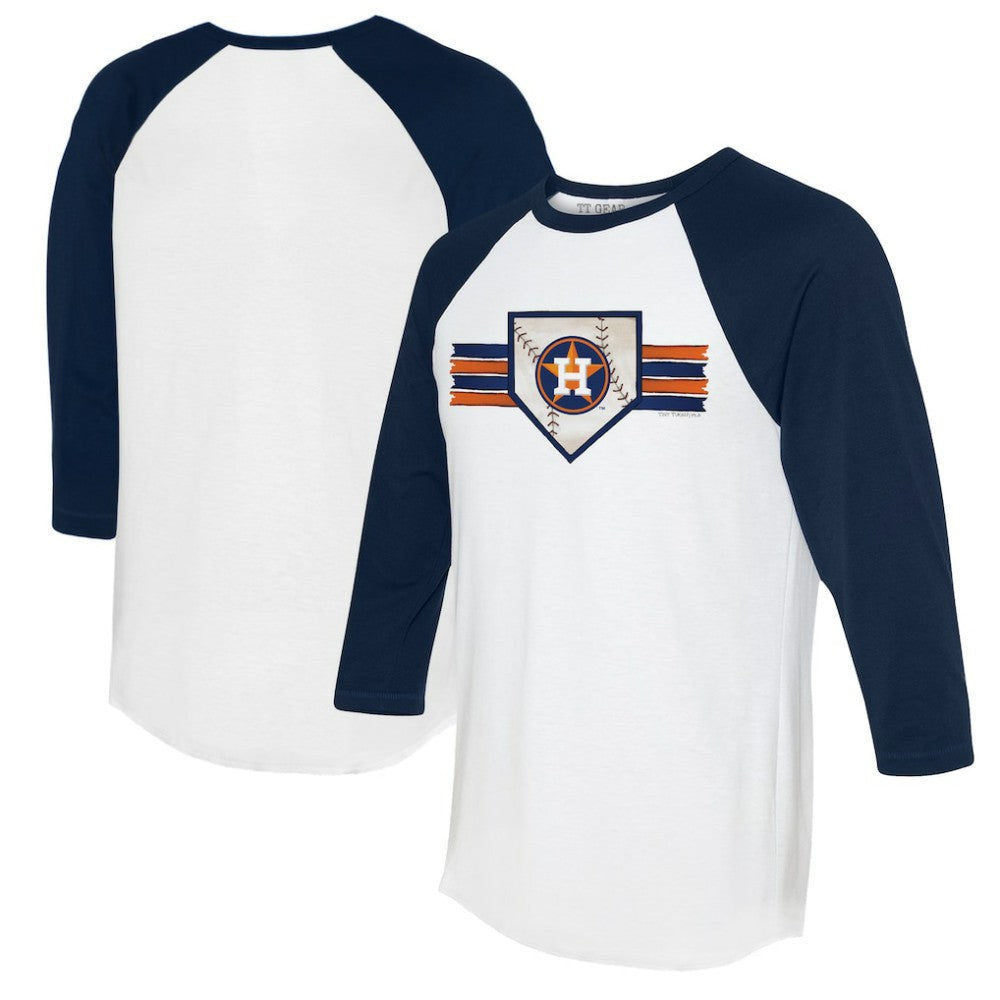 Houston Astros Tiny Turnip Women's Base Stripe 3/4-Sleeve Raglan T-Shirt - MLB T-shirts