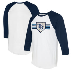 Tampa Bay Rays Tiny Turnip Women's Base Stripe 3/4-Sleeve Raglan T-Shirt - MLB T-shirts